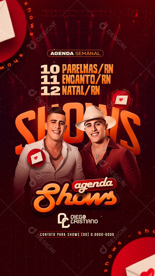 Story Flyer Agenda Shows Diego and Cristiano Social Media Editable PSD