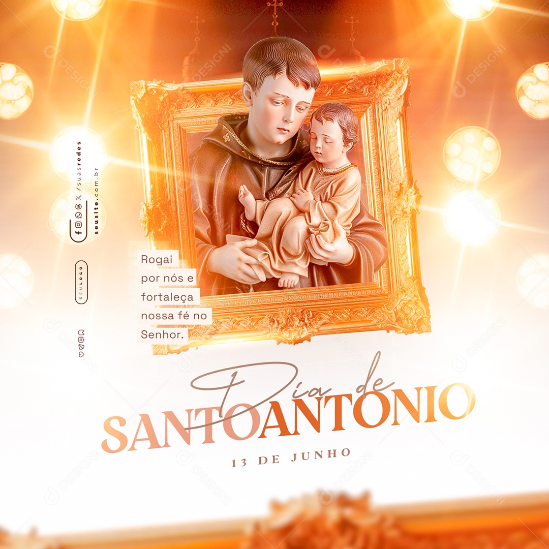 Saint Anthony's Day June 13th: Pray for Us and Strengthen Social Media Editable PSD