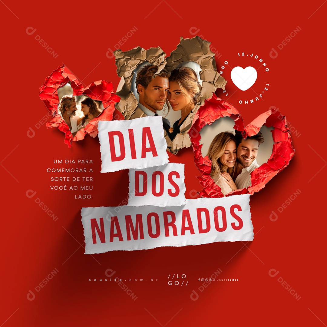 Dia dos Namorados 12 de Junho Um Dia para Comemorar a Sorte Social Media PSD Editável