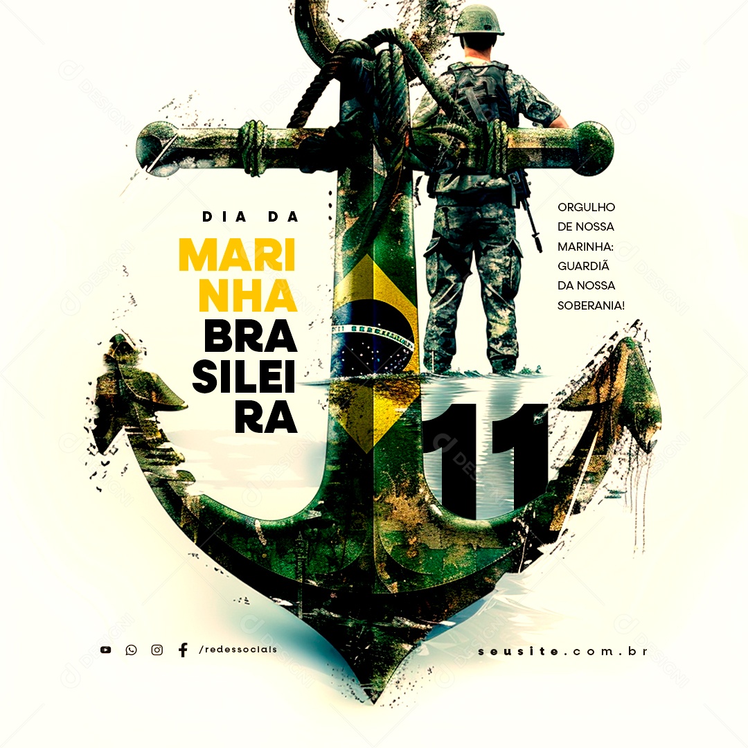 Dia da Marinha Brasileira 11 de Junho Orgulho de Nossa Marinha Social Media PSD Editável