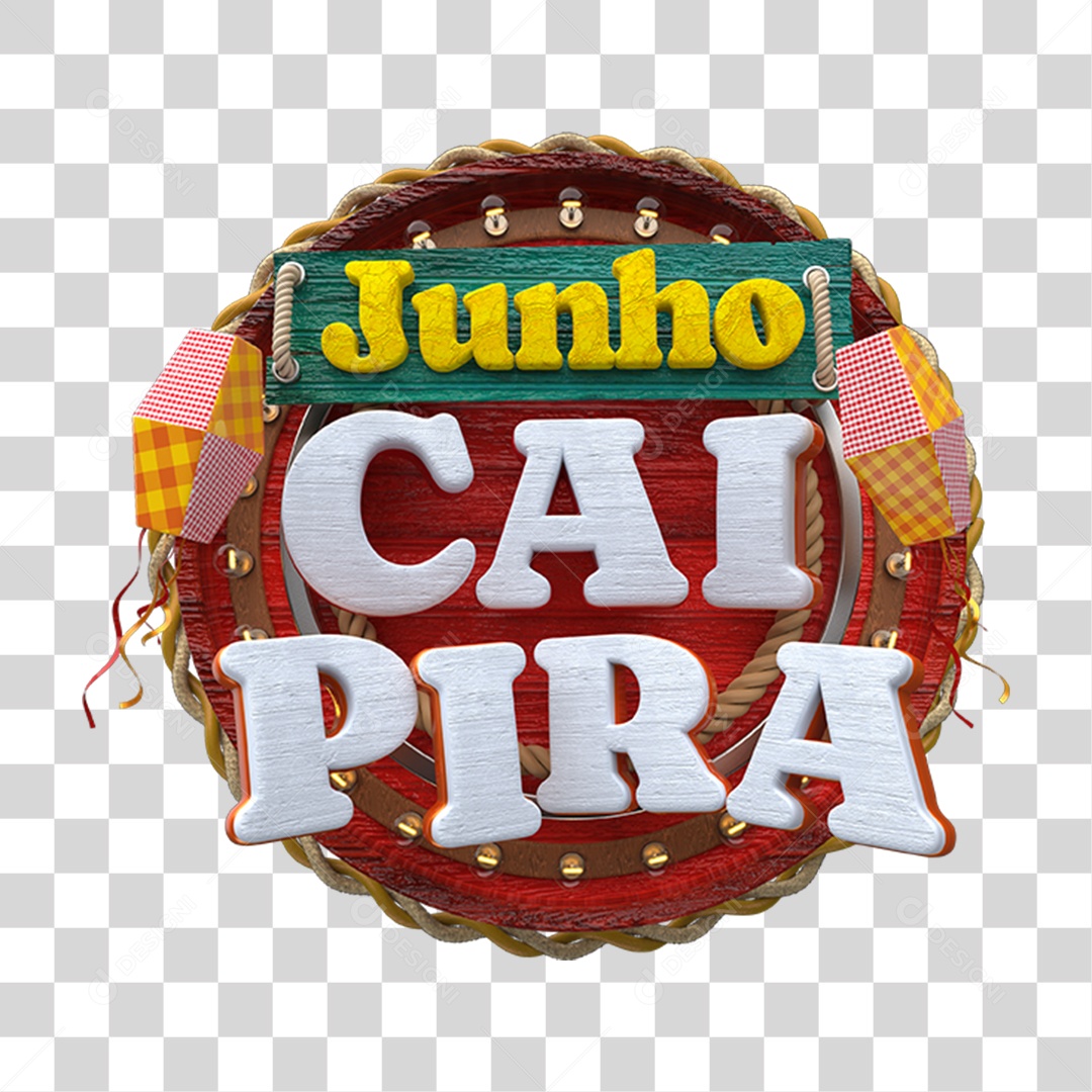 Selo 3D Junho Caipira PNG Transparente