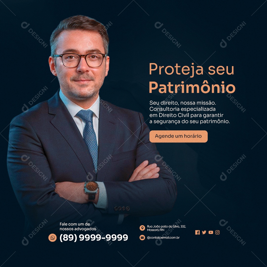 Advocacia Proteja seu Patrimônio Agende um Horário Social Media PSD Editável