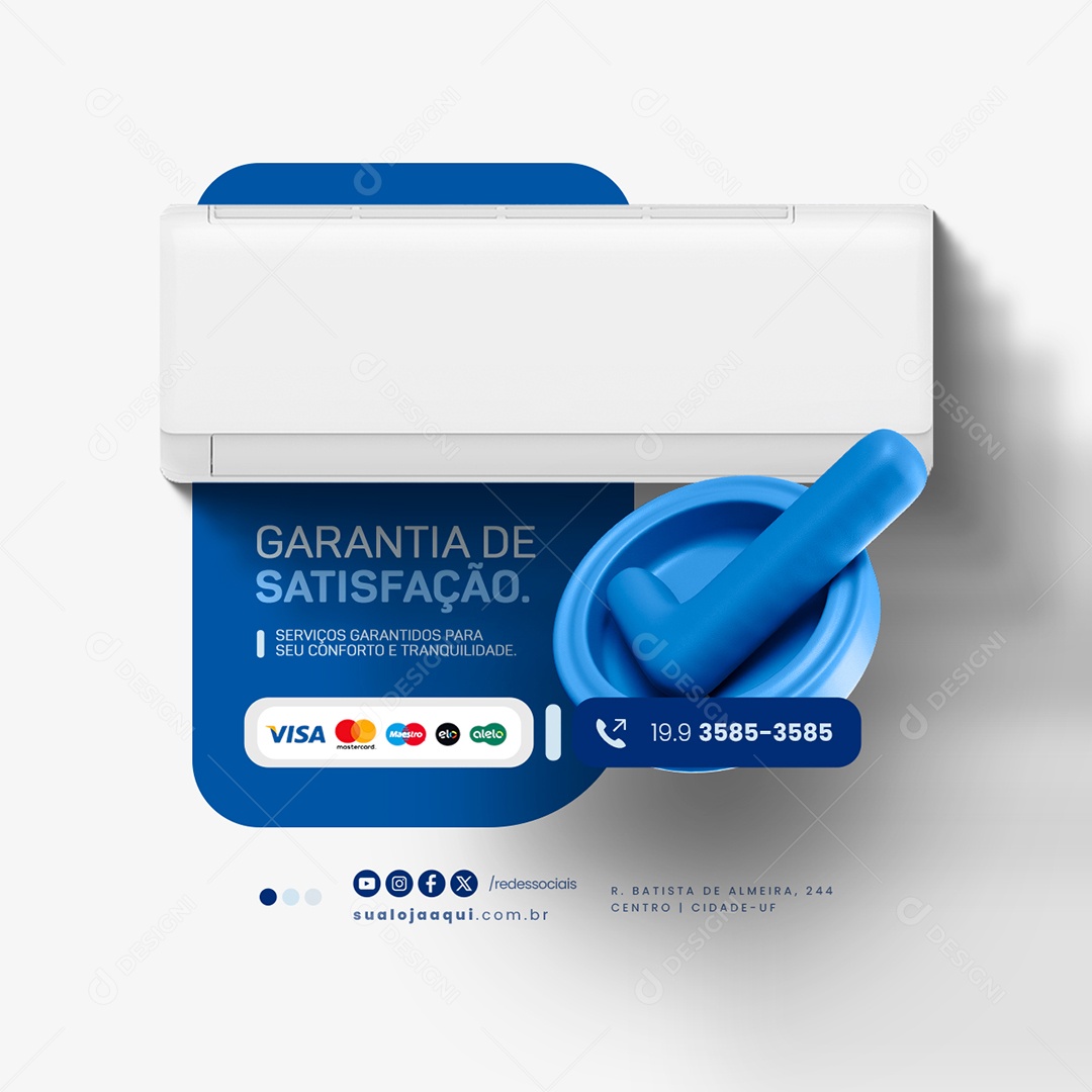 Ar Condicionado Garantia de Satisfação Social Media PSD Editável