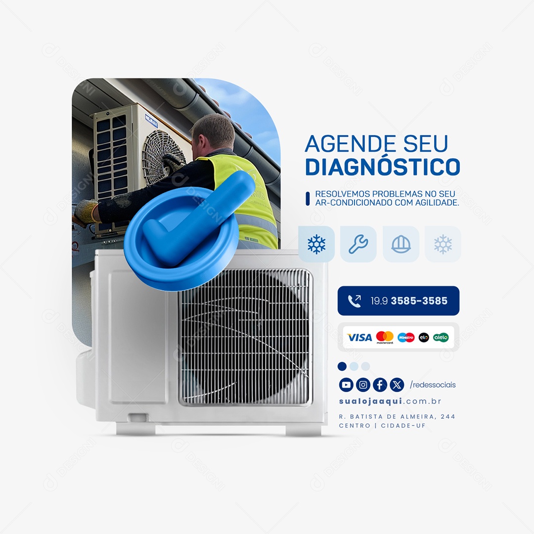 Ar Condicionado Agende seu Diagnóstico Social Media PSD Editável