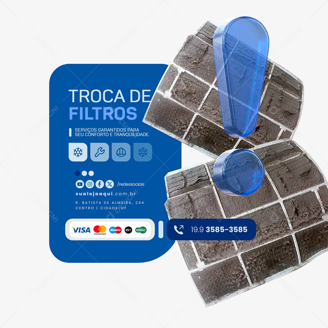 Ar Condicionado Troca De Filtros Serviços Garantidos Social Media PSD Editável