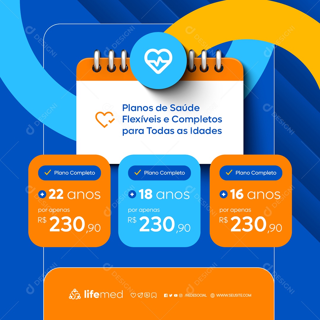 Convênio Médico Planos de Saúde Flexíveis Social Media PSD Editável