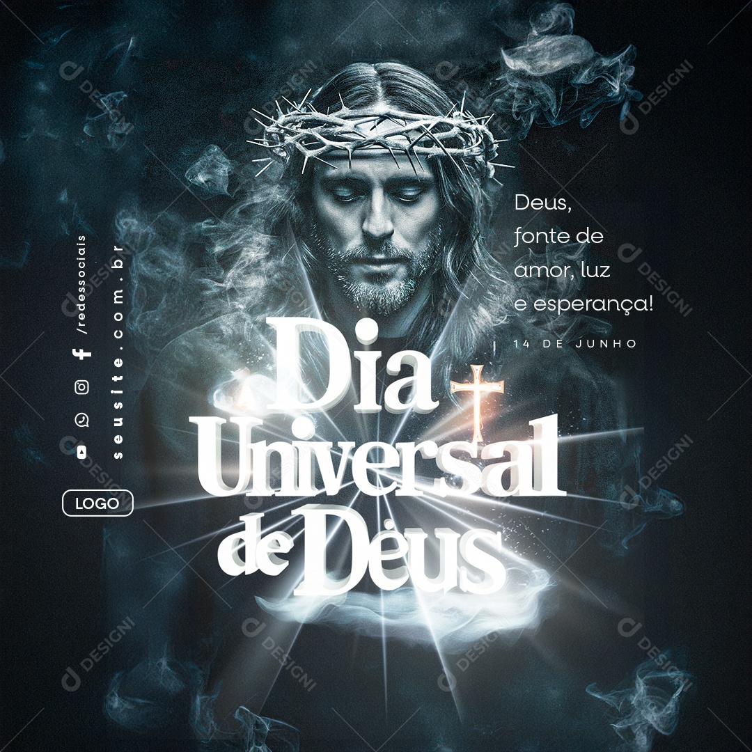 Dia Universal de Deus 14 de Junho Social Media PSD Editável