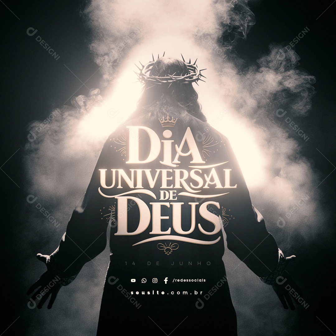 Dia Universal de Deus 14 de Junho Social Media PSD Editável