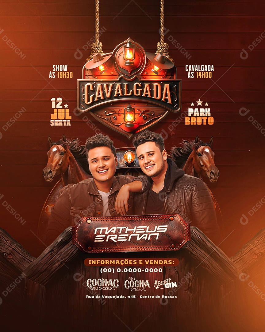 Flyer Cavalgada Matheus e Renan Social Media PSD Editável