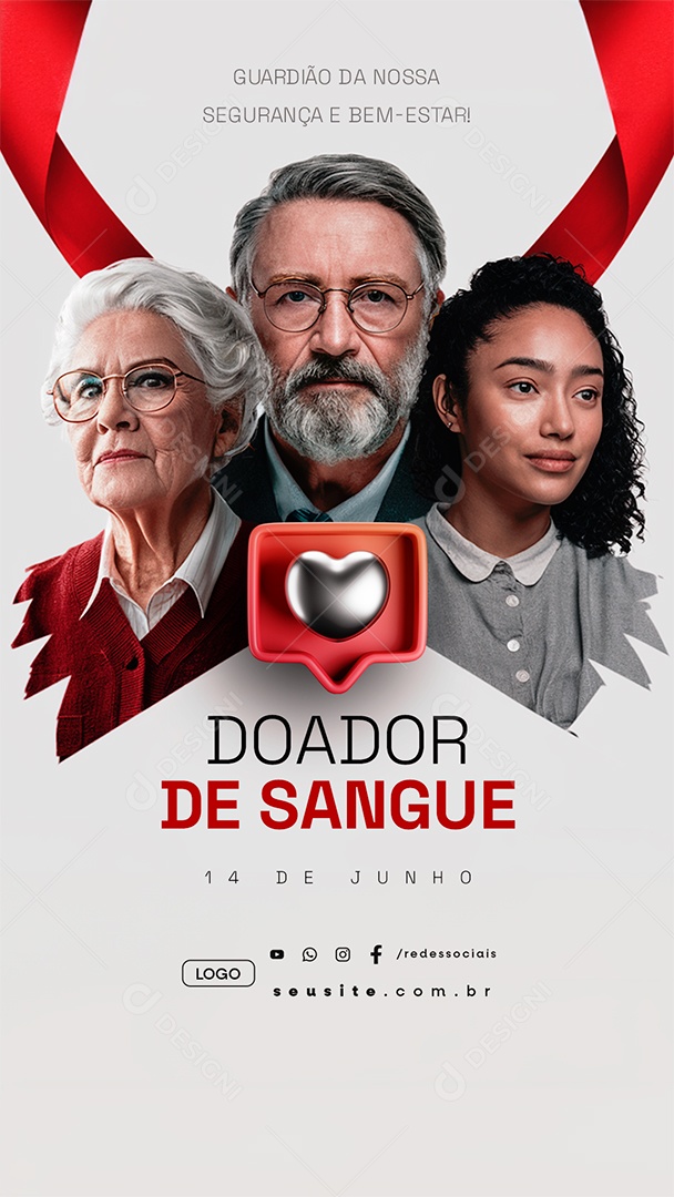 Story Dia do Doador de Sangue 14 de Junho Social Media PSD Editável