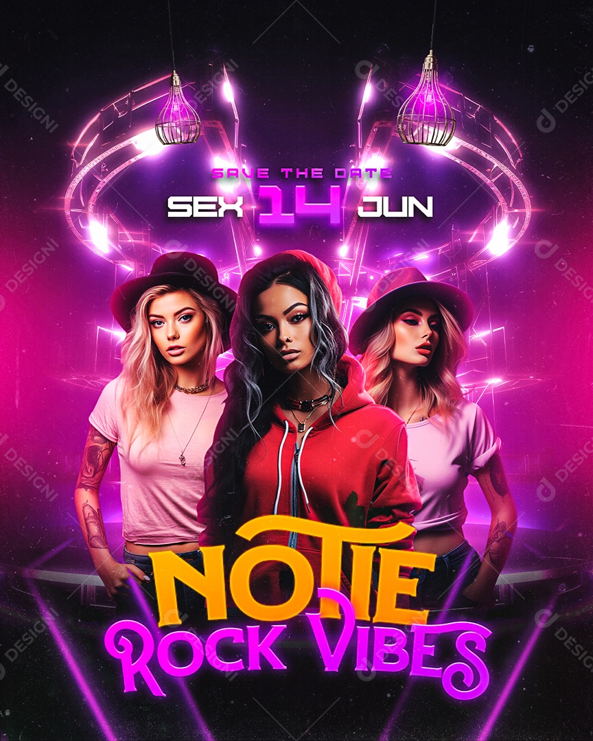 Flyer Notie Rock Vibes Social Media PSD Editável