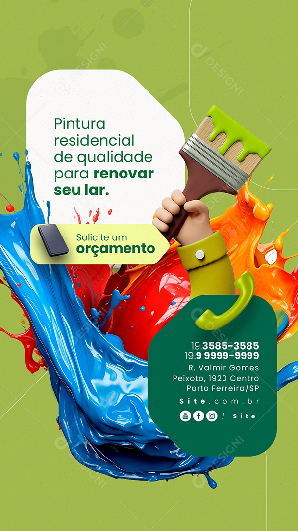 Story Pintor Pintura Residencial de Qualidade para Renovar Seu Lar Social Media PSD Editável