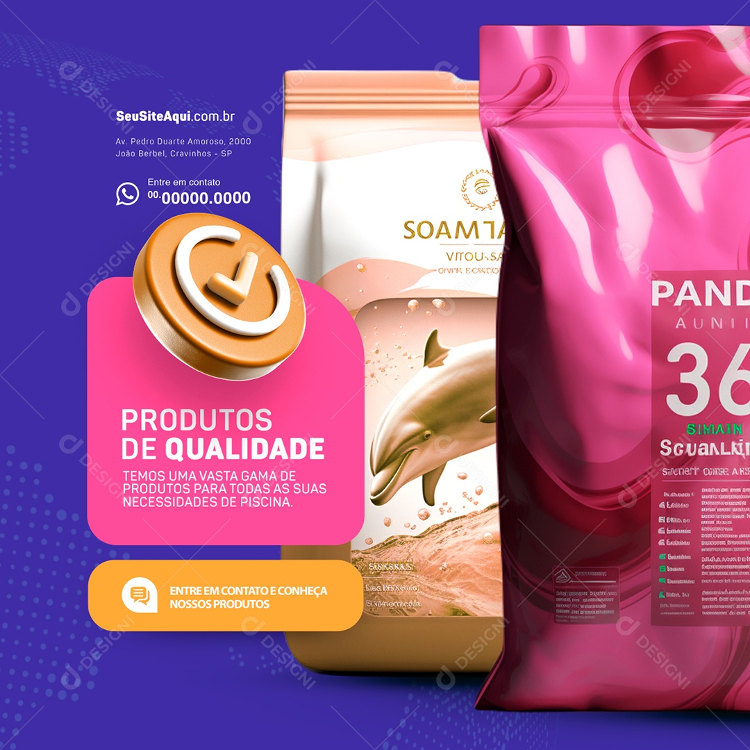 Loja de Piscinas Produtos de Qualidade Social Media PSD Editável