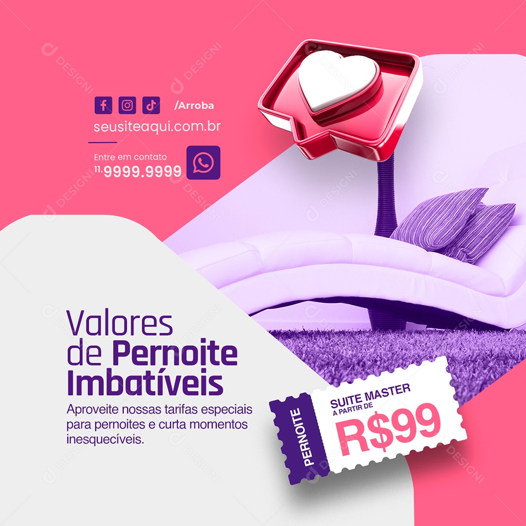 Motel Valores de Pernoite Imbatíveis Social Media PSD Editável