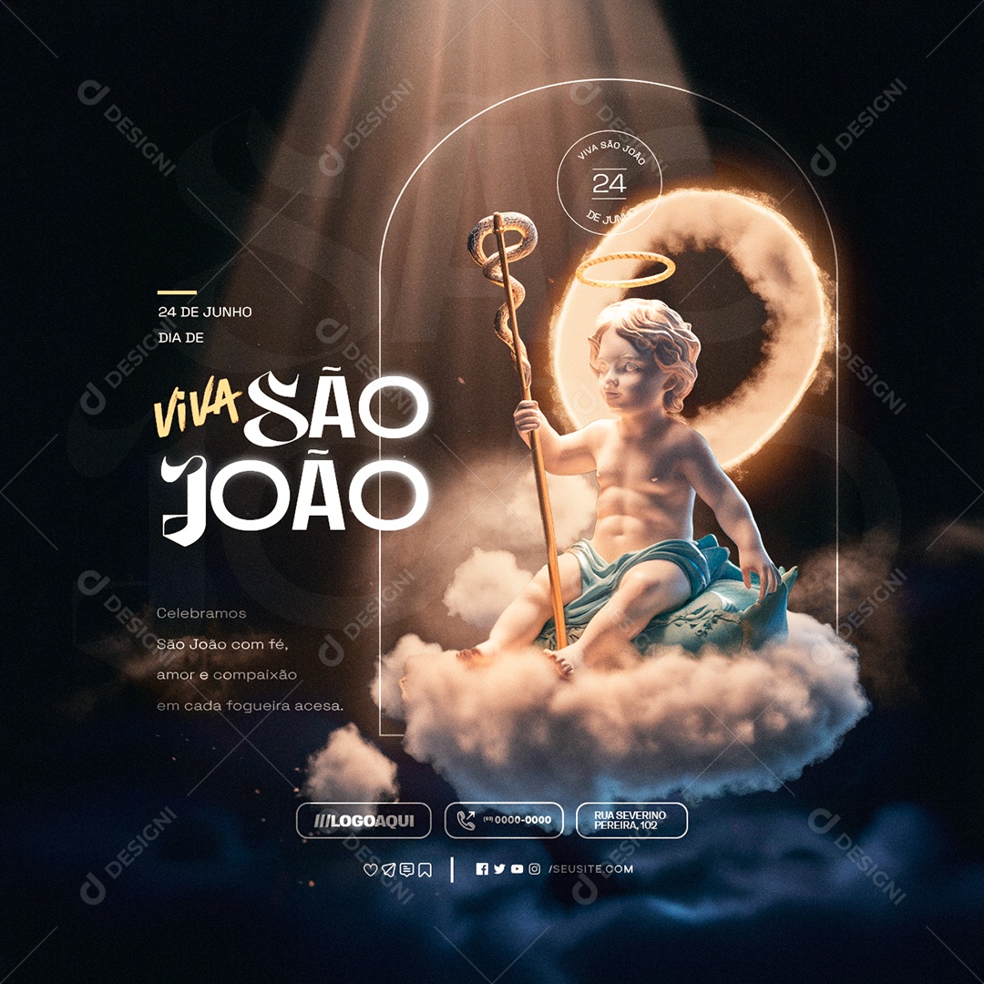 Dia de São João 24 de Junho Viva Celebramos com Fé Social Media PSD Editável