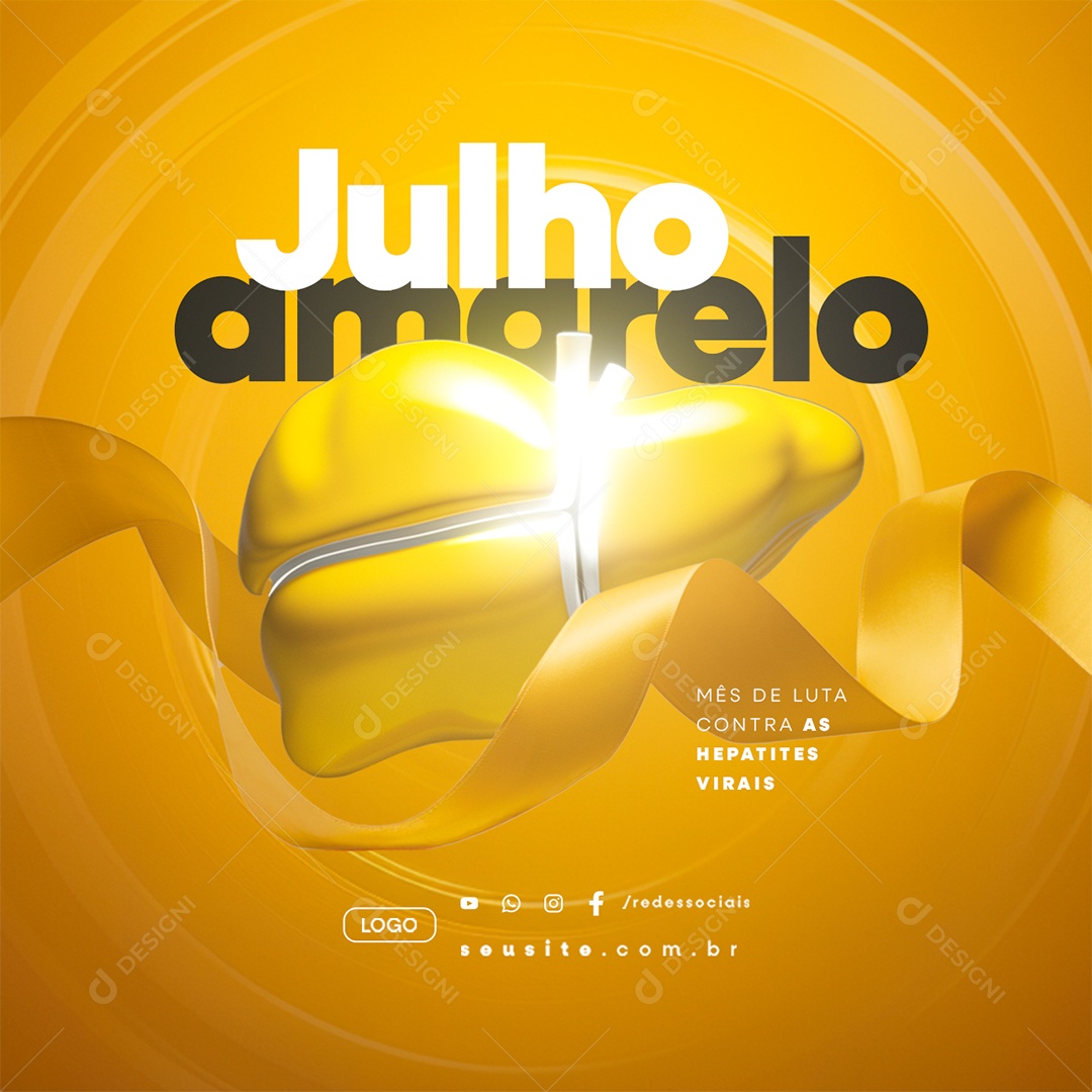 Julho Amarelo Mês de Luta Contra as Hepatites Virais Social Media PSD Editável