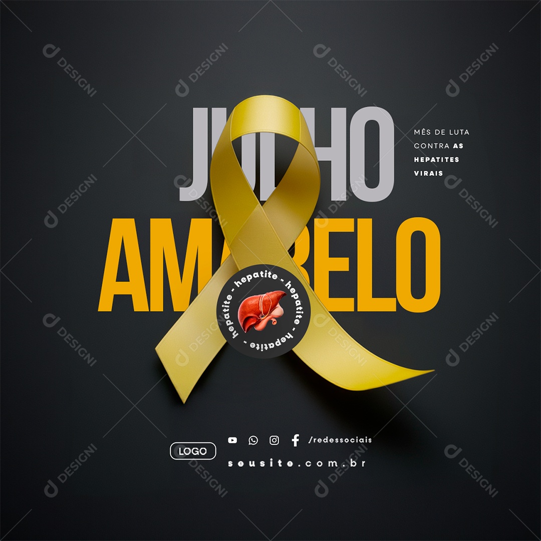 Julho Amarelo Mês de Luta Contra as Hepatites Virais Social Media PSD Editável