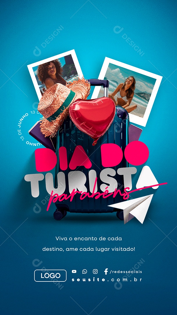 Story Dia Do Turista 13 De Junho Parabéns Social Media PSD Editável