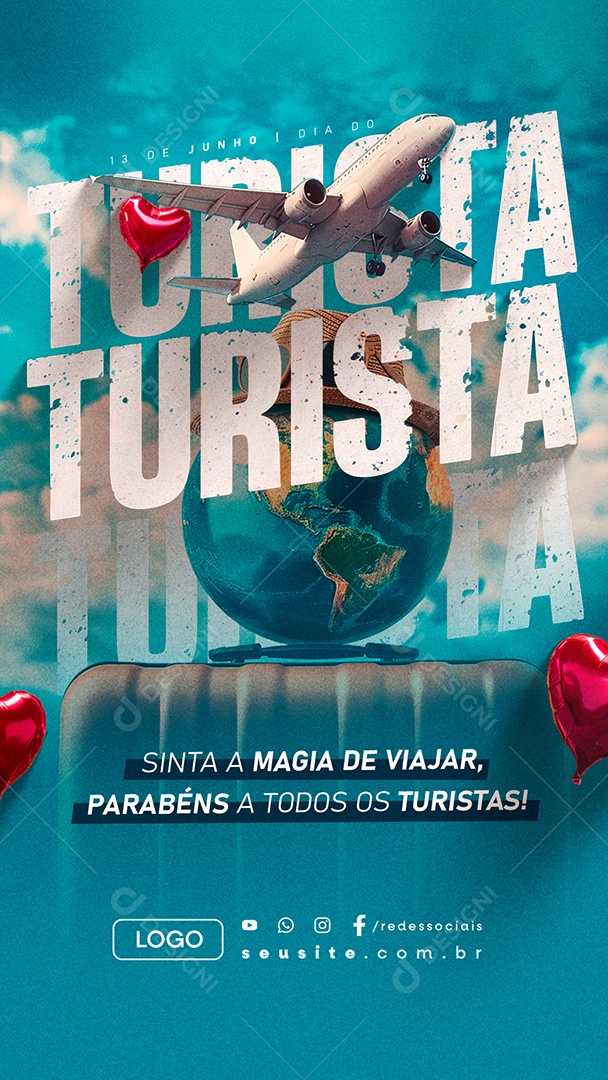 Story Dia Do Turista 13 De Junho Sinta a Magia de Viajar Social Media PSD Editável