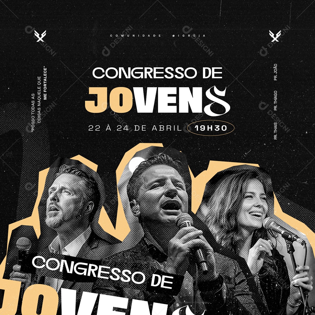 Gospel Congresso de Jovens Comunidade Igreja Pr Thais Social Media PSD Editável