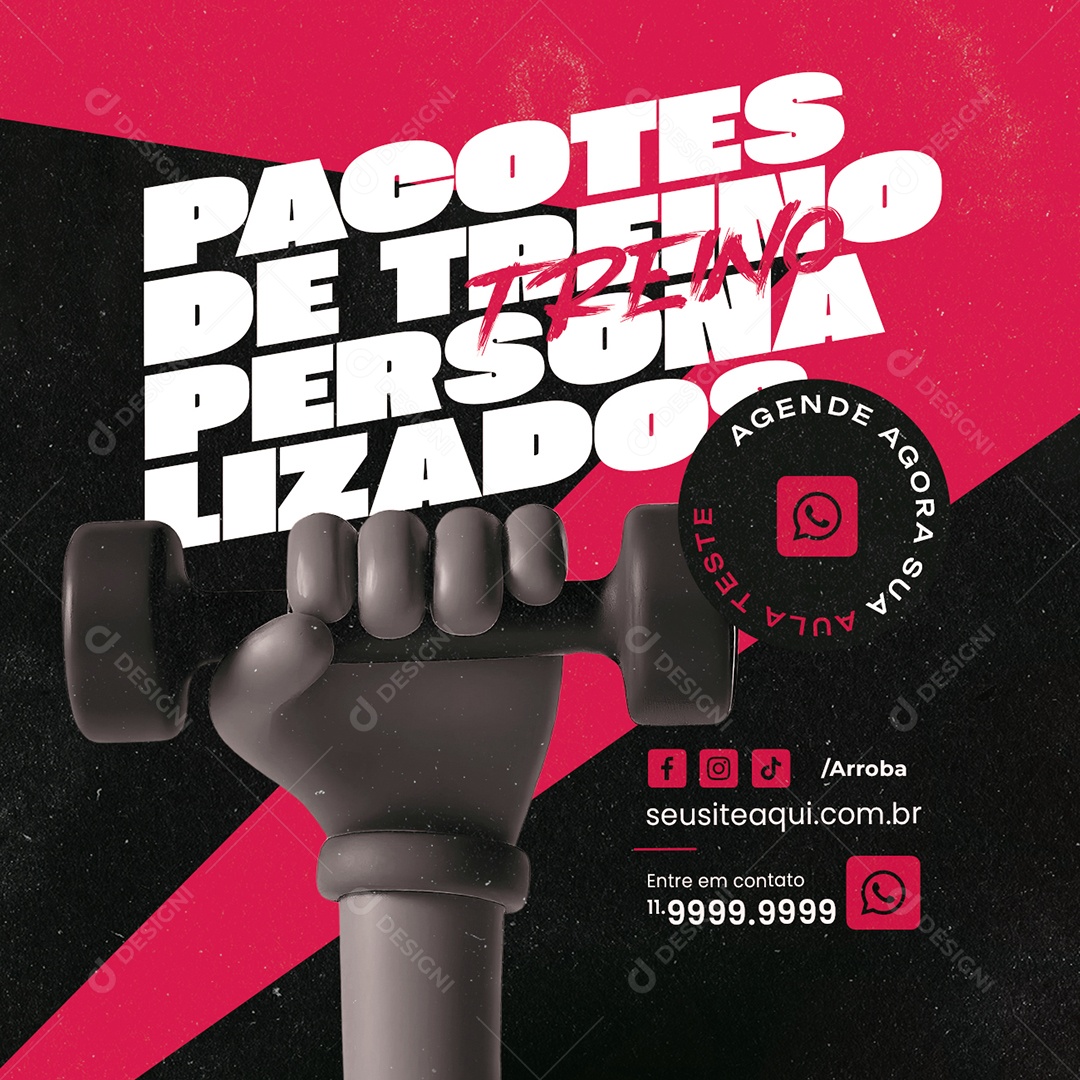 Personal Trainer Academia Pacotes de Treino Personalizados Social Media PSD Editável