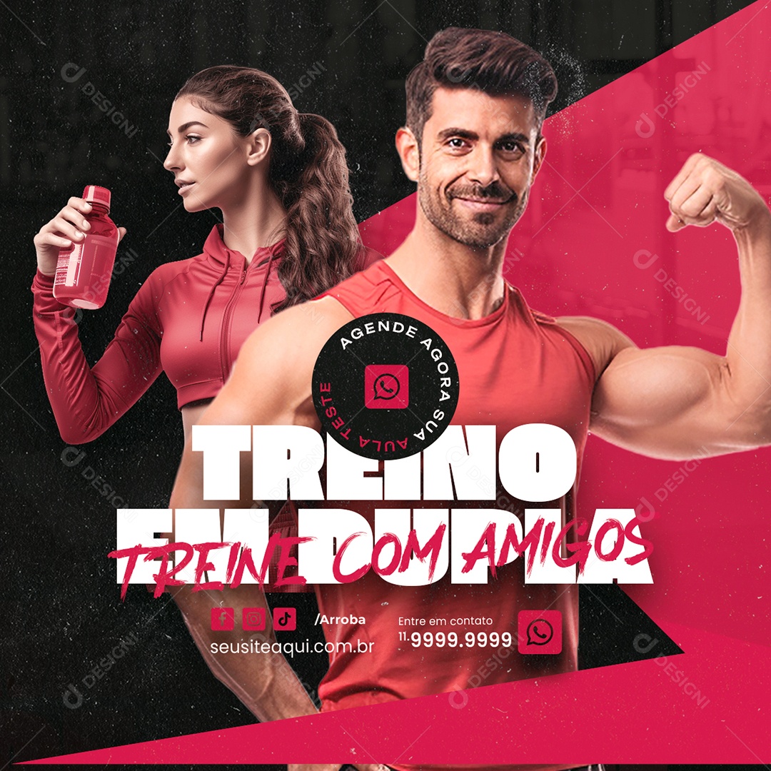 Personal Trainer Academia Treino em Dupla Social Media PSD Editável