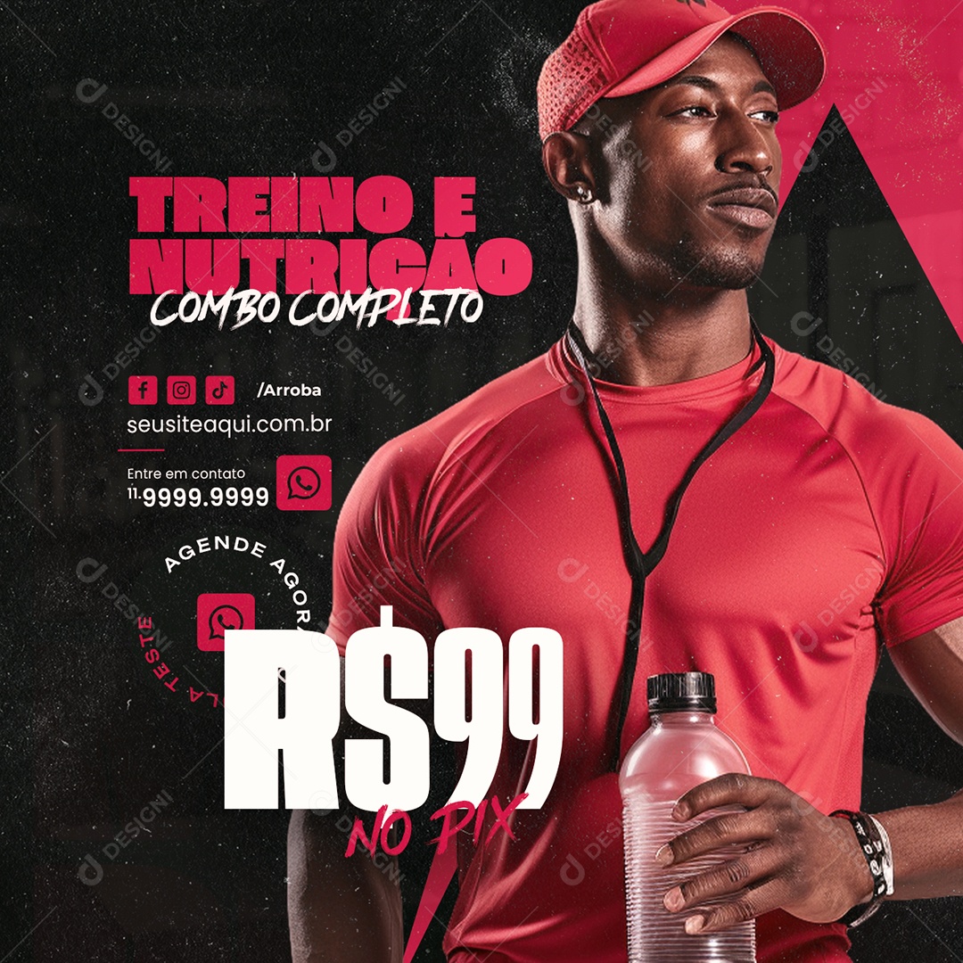 Personal Trainer Academia Treino e Nutrição Combo Completo Social Media PSD Editável