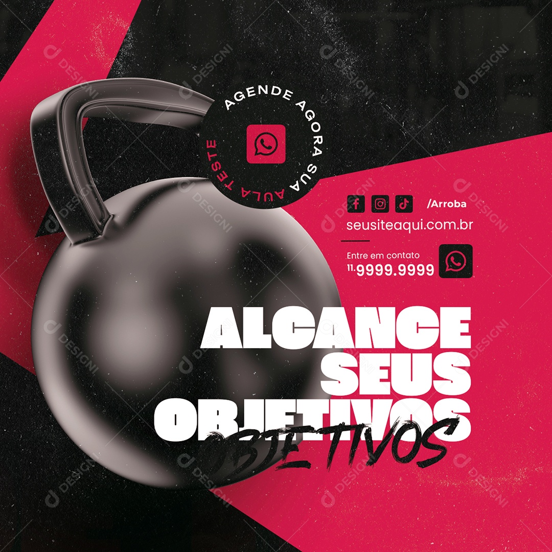 Personal Trainer Academia Alcance seus Objetivos Social Media PSD Editável