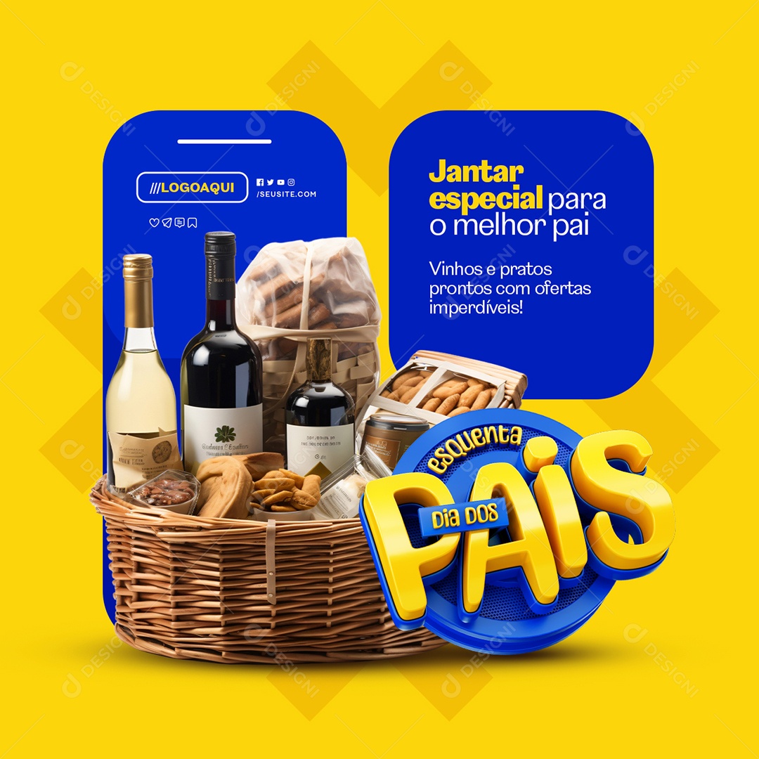 Esquenta Dia dos Pais Supermercado Jantar Especial para o Melhor Pai Social Media PSD Editável