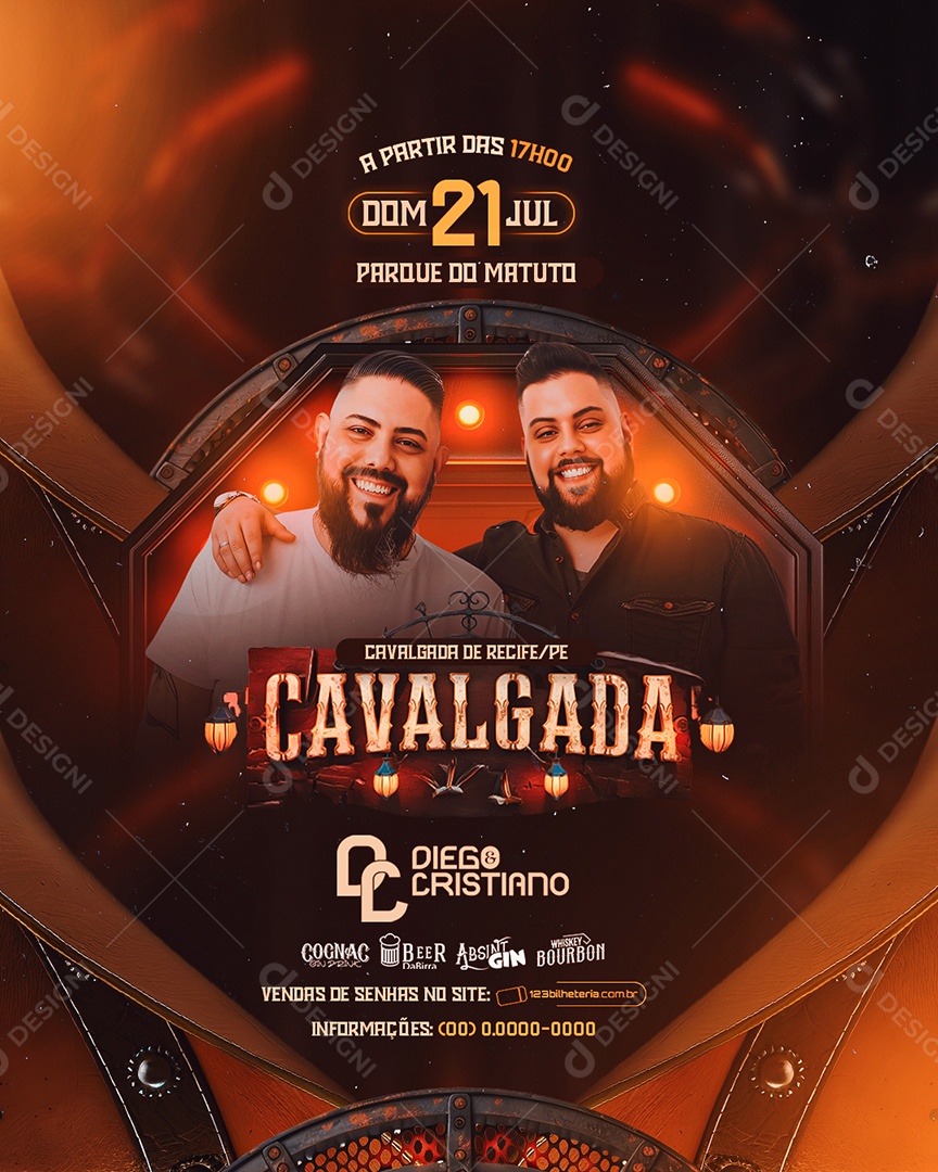 Flyer Cavalgada Diego e Cristiano Social Media PSD Editável