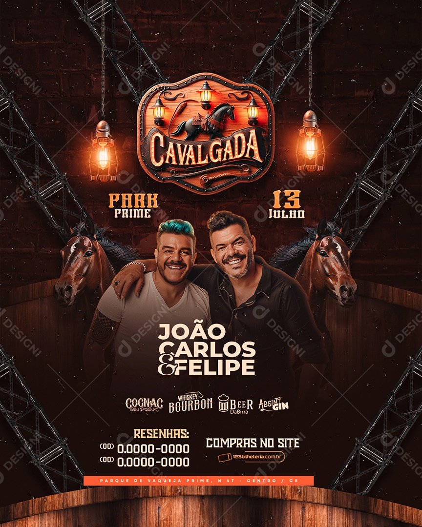 Flyer Cavalgada João Carlos e Felipe Social Media PSD Editável