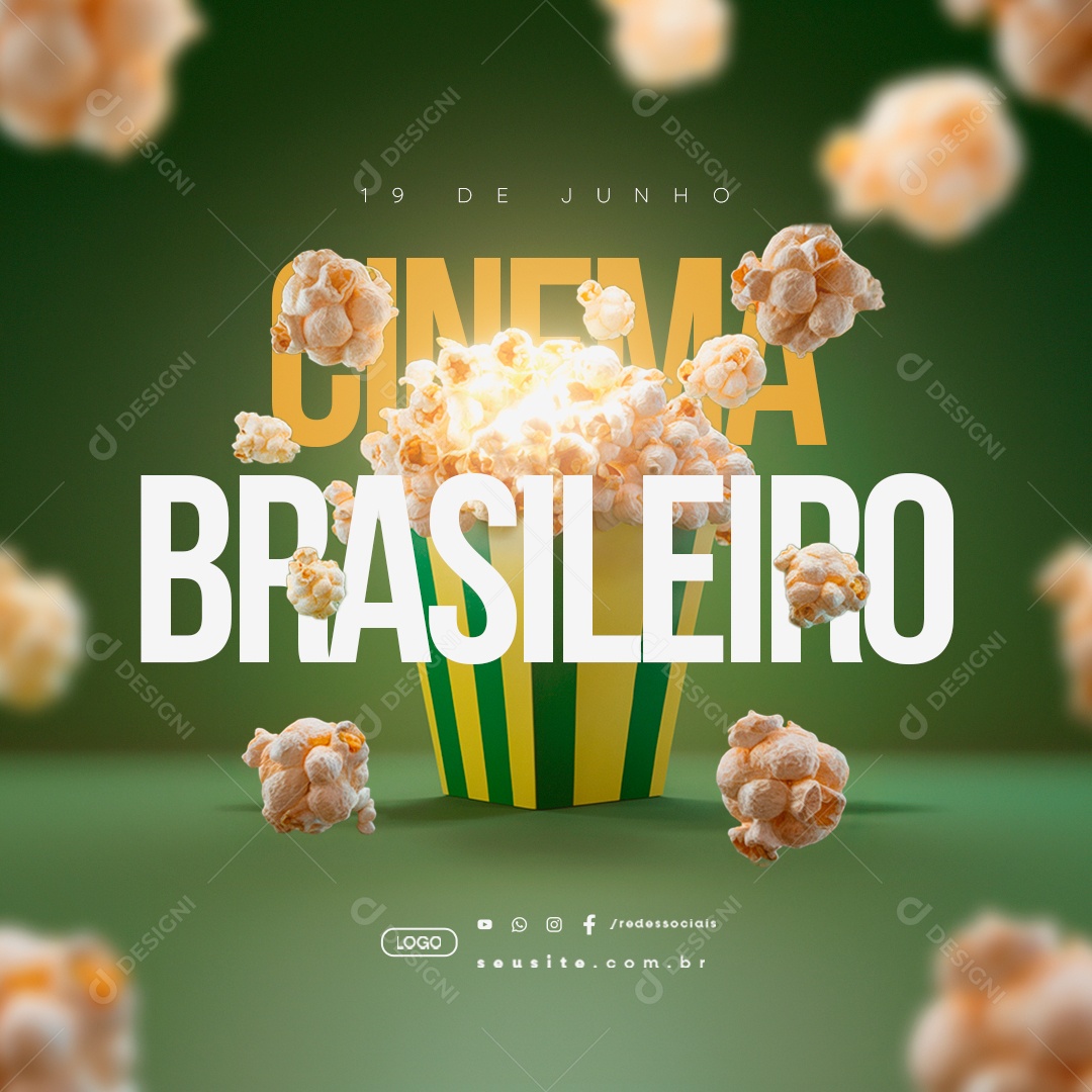 Dia Do Cinema Brasileiro 19 de Junho Social Media PSD Editável