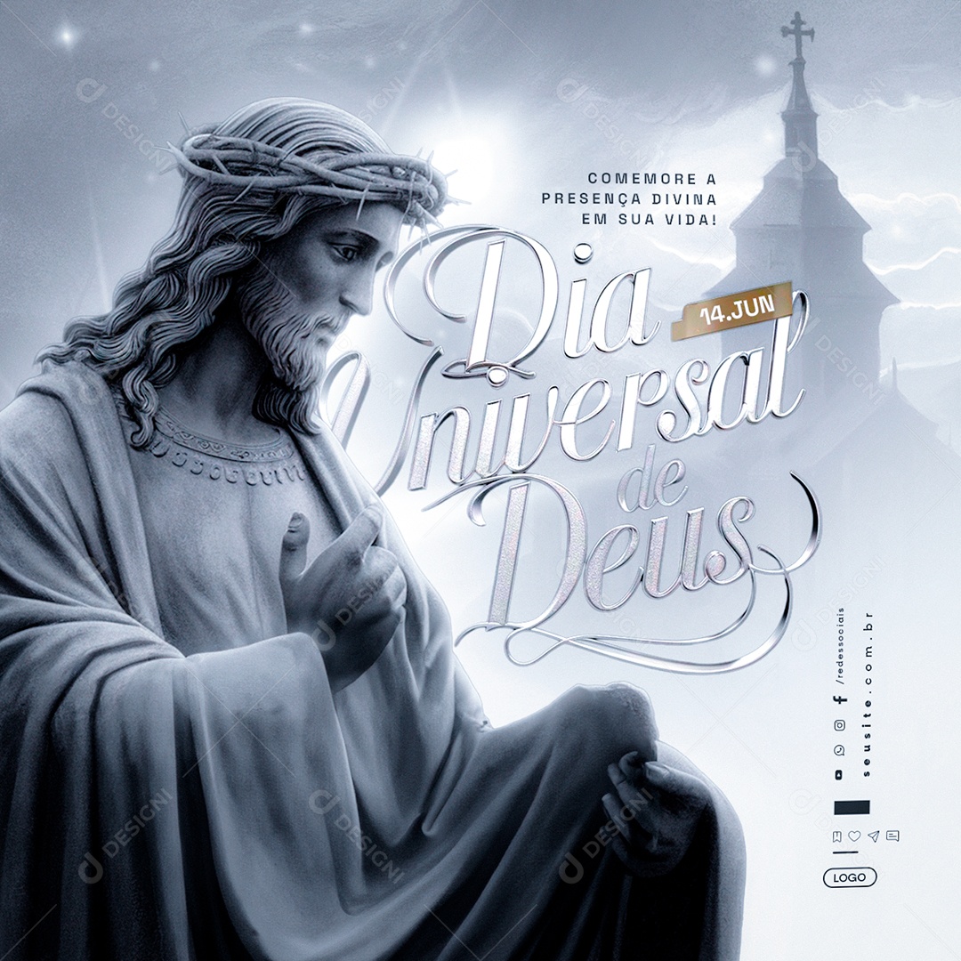 Dia Universal de Deus 14 de Junho Social Media PSD Editável