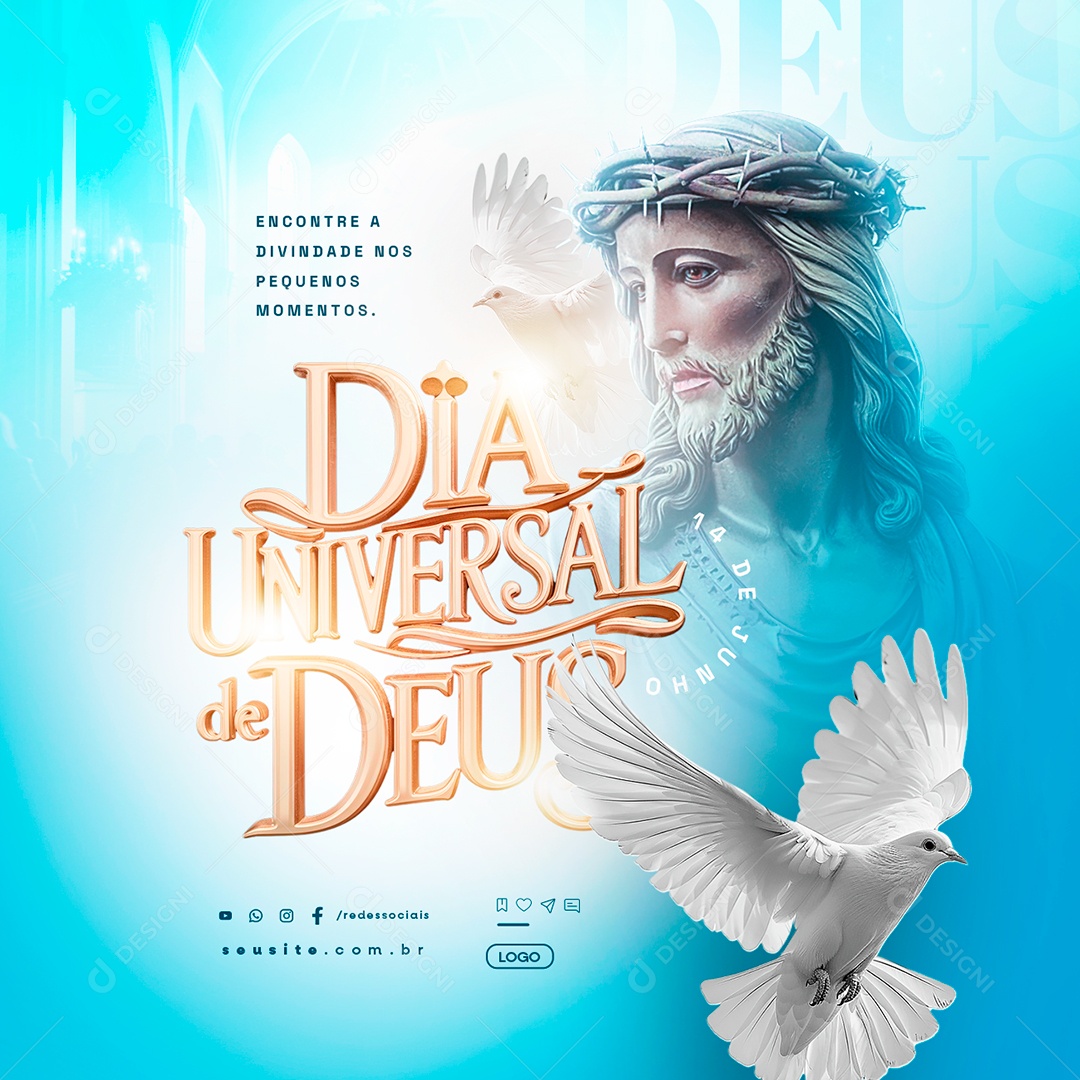 Social Media Dia Universal de Deus 14 de Junho Encontre a Divindade PSD Editável