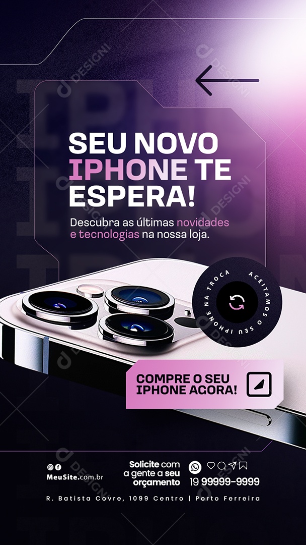 Story Assistência Técnica de Iphone Seu Novo Iphone Te Espera Social Media PSD Editável