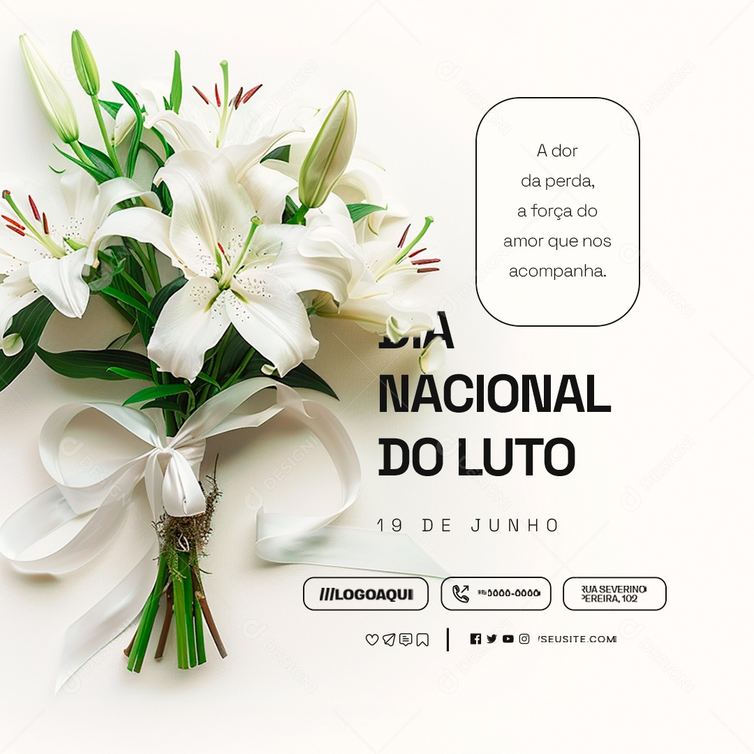 Dia Nacional do Luto 19 de Junho A Dor da Perda Social Media PSD Editável