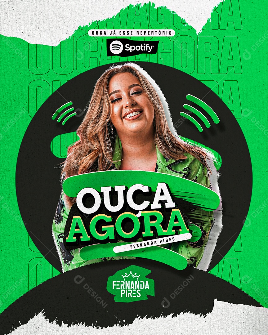 Flyer Ouça Agora Spotify Fernanda Pires Social Media PSD Editável