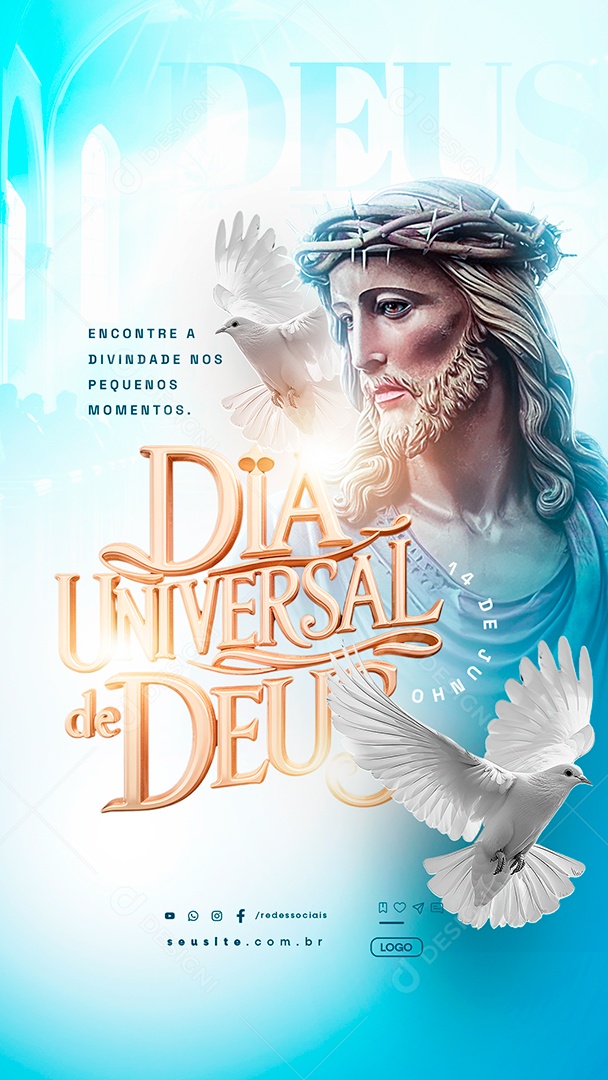 Story Social Media Dia Universal de Deus 14 de Junho Encontre a Divindade PSD Editável