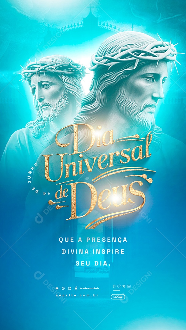 Story Dia Universal de Deus 14 de Junho Que a Presença Divina Social Media PSD Editável