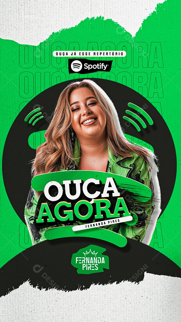 Story Flyer Ouça Agora Spotify Fernanda Pires Social Media PSD Editável