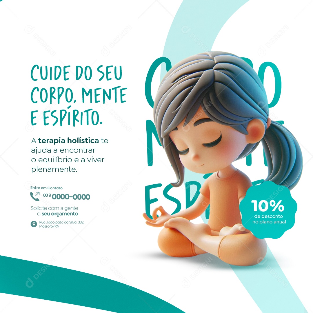 Terapia Cuide do Seu Corpo Mente e Espírito Social Media PSD Editável