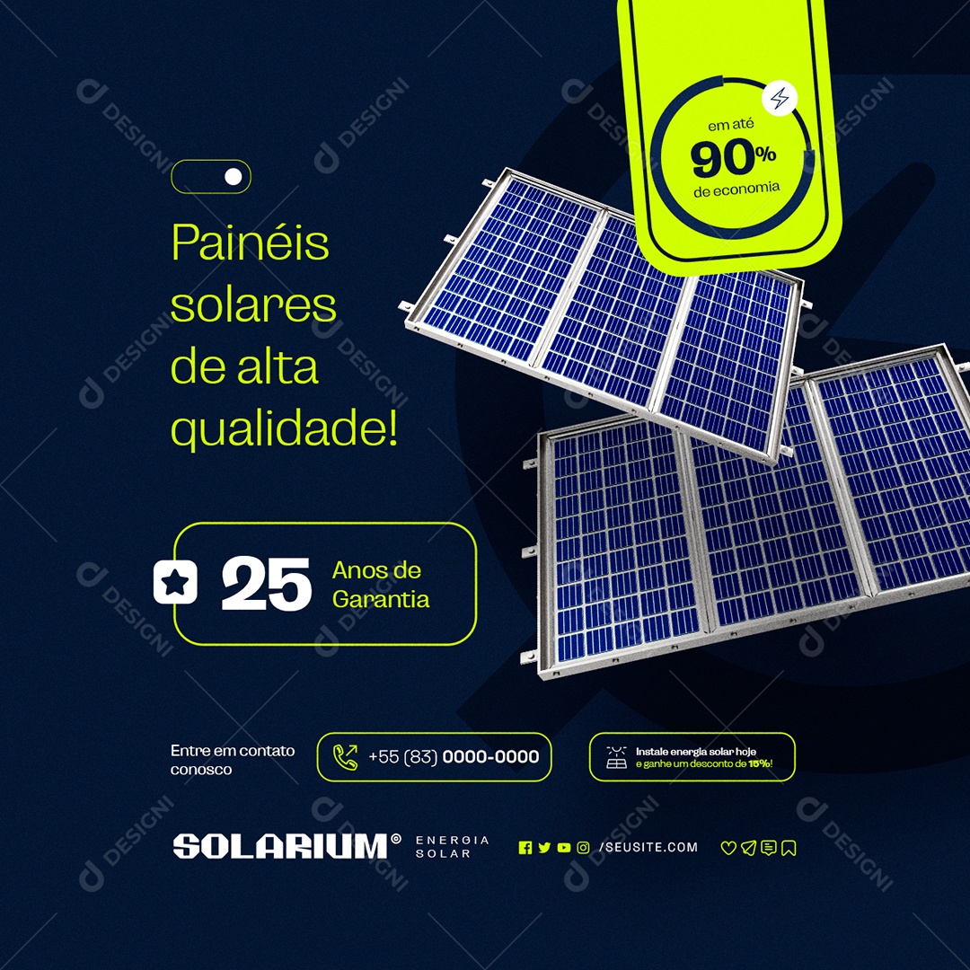 Energia Solar Painéis Solares de Alta Qualidade Social Media PSD Editável