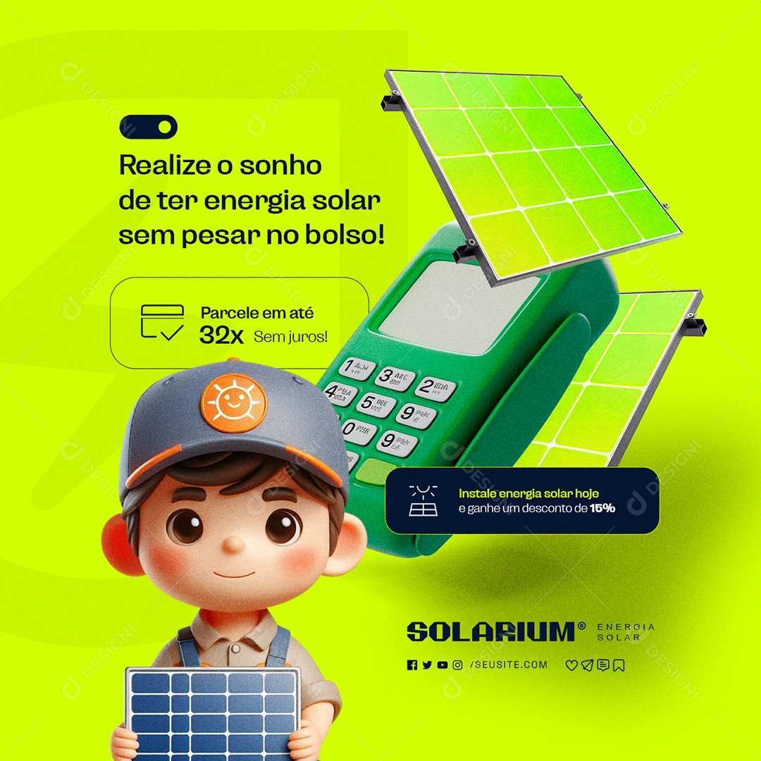 Social Media Realize o Sonho de Ter Energia Solar PSD Editável