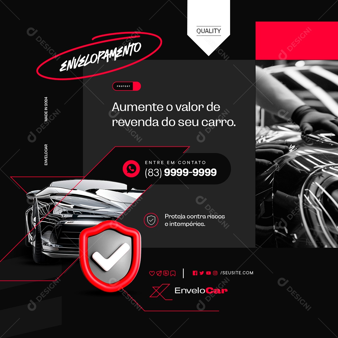 Envelopamento de Carros Aumente o Valor de Revenda do Seu Carro Social Media PSD Editável