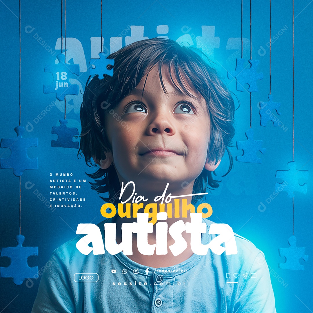 Social Media Dia do Orgulho Autista 18 de Junho PSD Editável