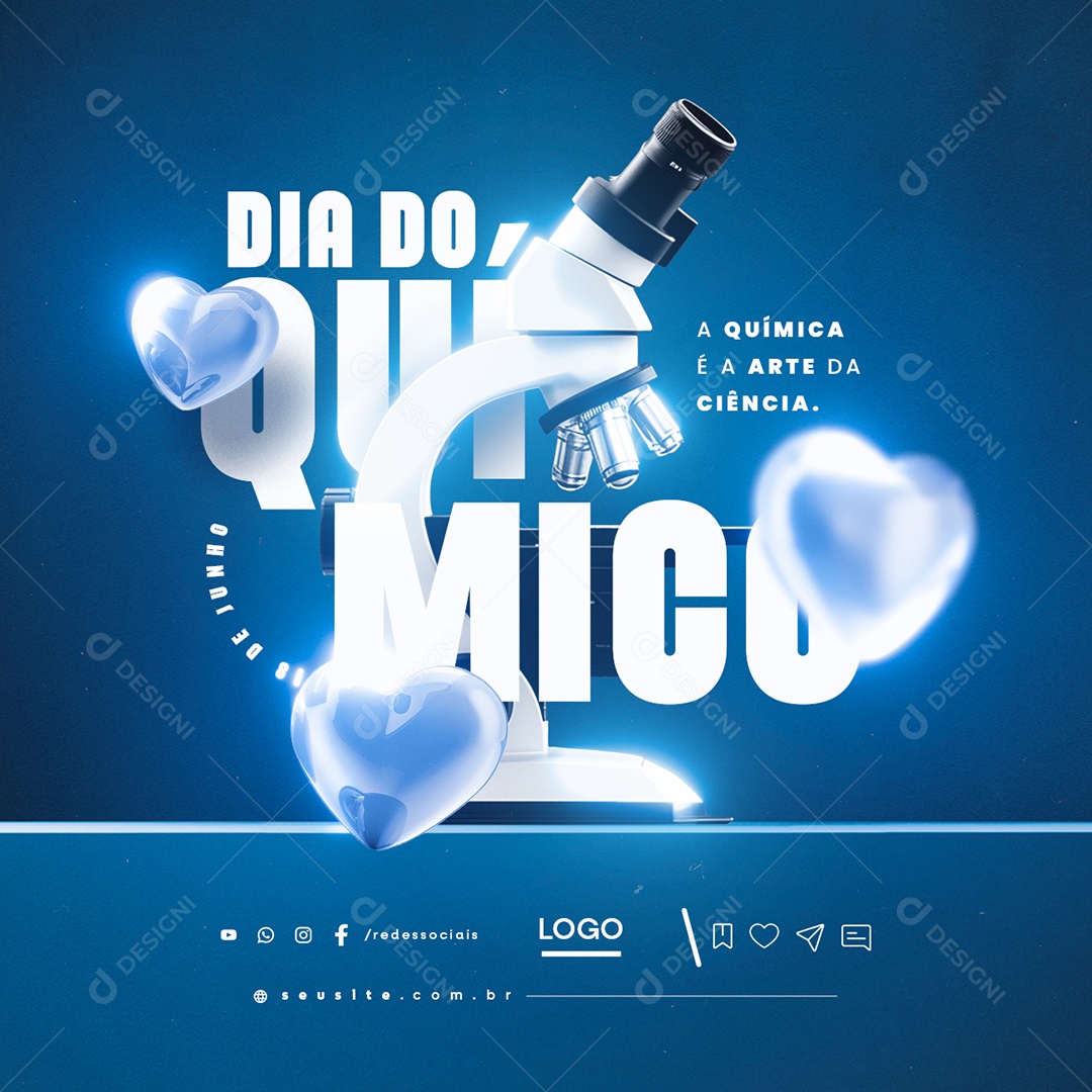 Dia do Químico 18 de Junho A Química é a Arte da Ciência Social Media PSD Editável