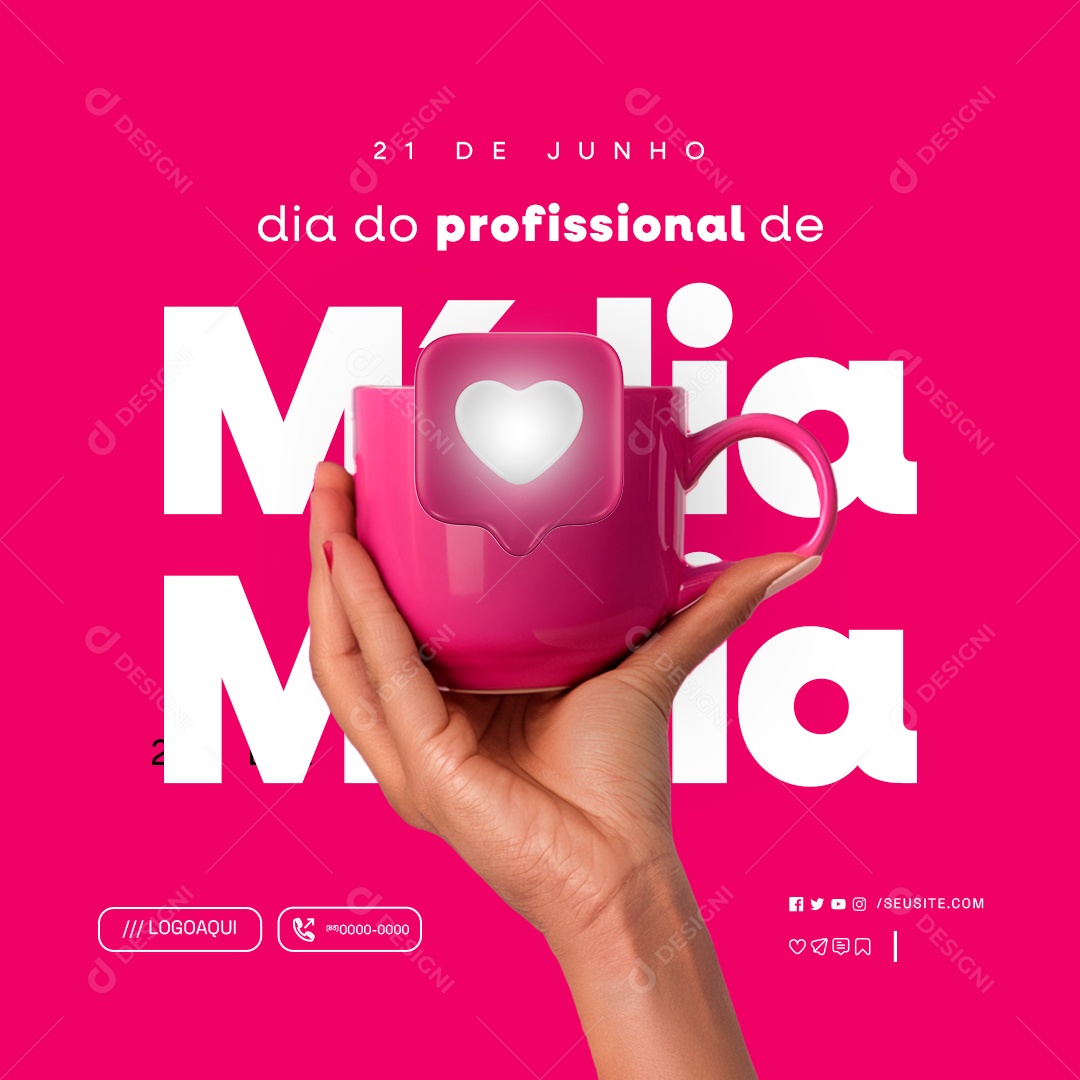 Social Media Dia Do Profissional De Mídia 21 De Junho PSD Editável