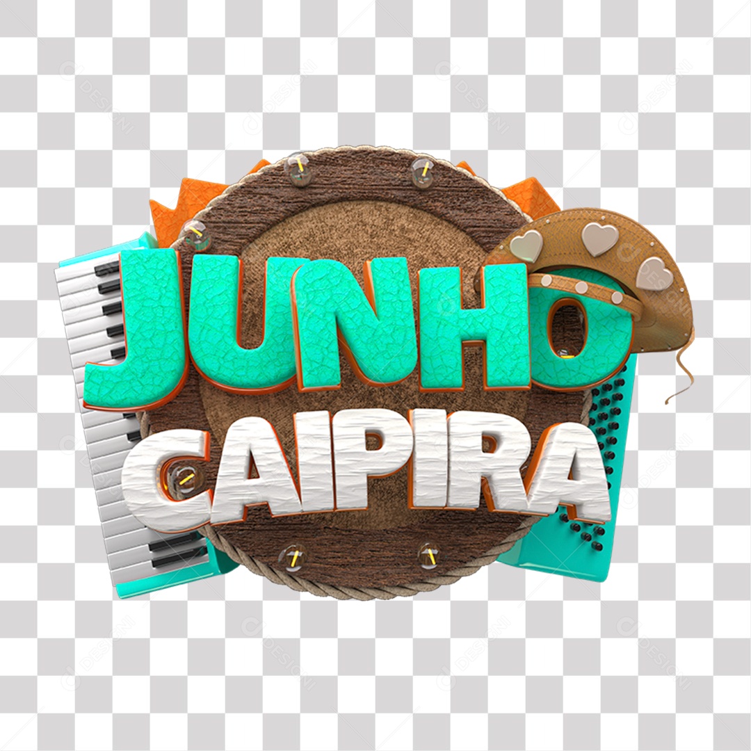 Selo 3D Junho Caipira PNG Transparente