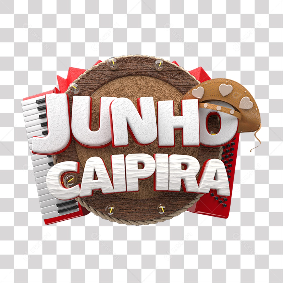 Selo 3D Junho Caipira PNG Transparente