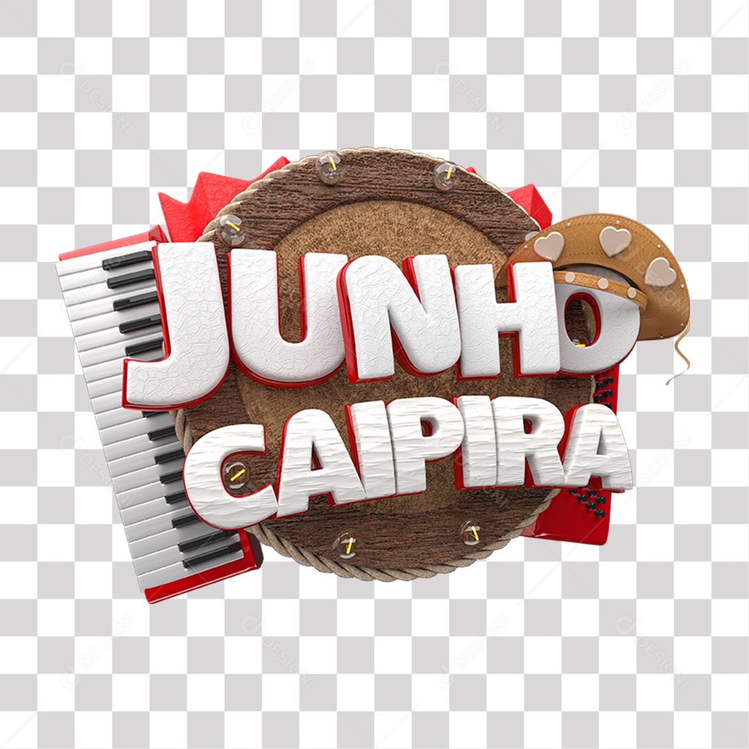 Selo 3D Junho Caipira PNG Transparente